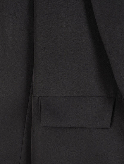 Blazer à col tailleur et poches décoratives - Noir - 3