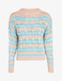 Pull en maille à rayures stylisées et col montant - Rose - 1