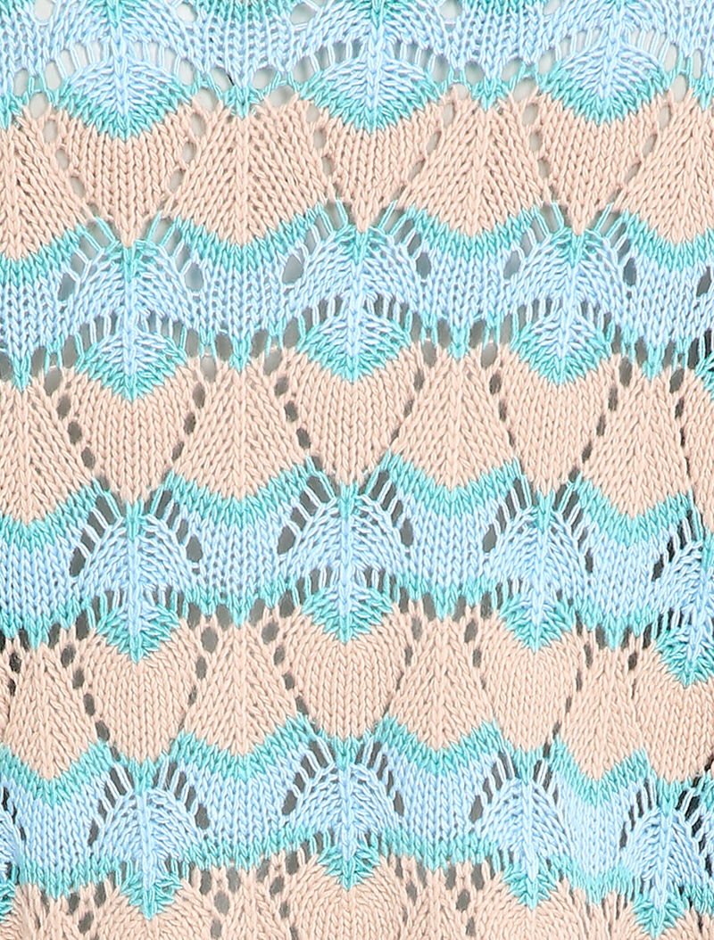 Pull en maille à rayures stylisées et col montant - Rose - 3