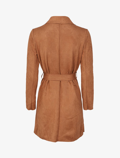 Veste style trench en suédine - Camel - 2