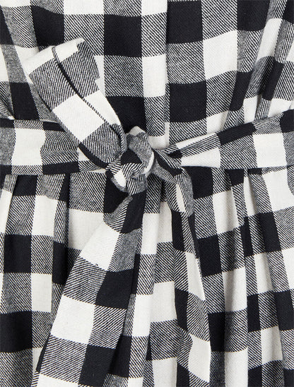 Tunique à carreaux à côtés échancrés - Noir/blanc - 3
