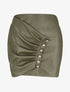 Mini-jupe drapée et boutonnée en simili - Kaki - 1