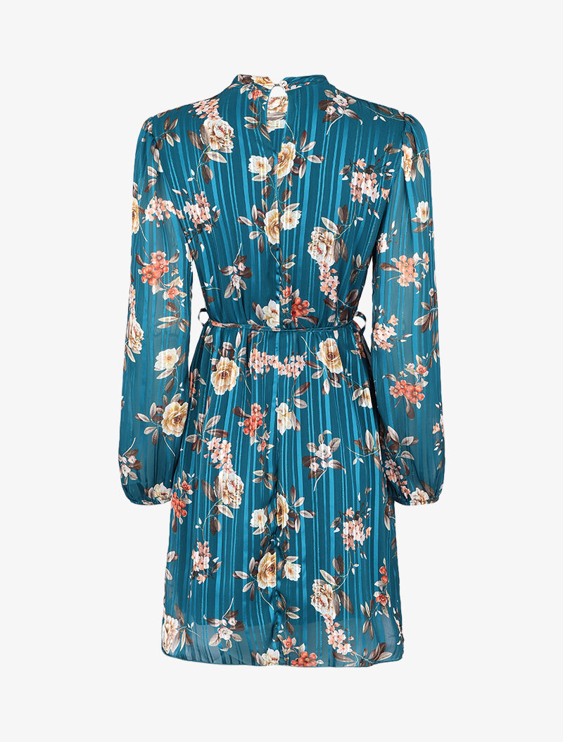 Robe bohème à motifs roses - Bleu - 2