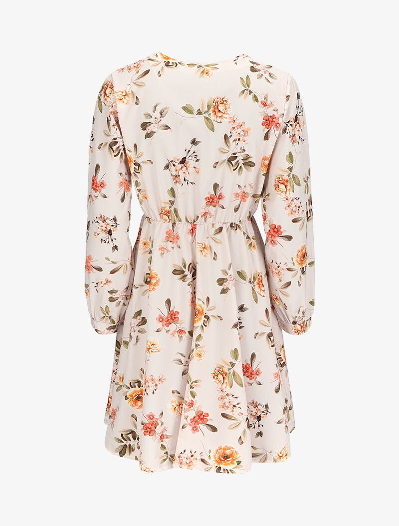 Robe patineuse satinée à imprimé roses sauvages - Écru - 2