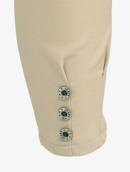 Pantalon 7/8 taille haute à boutons stylisés - Beige - 3