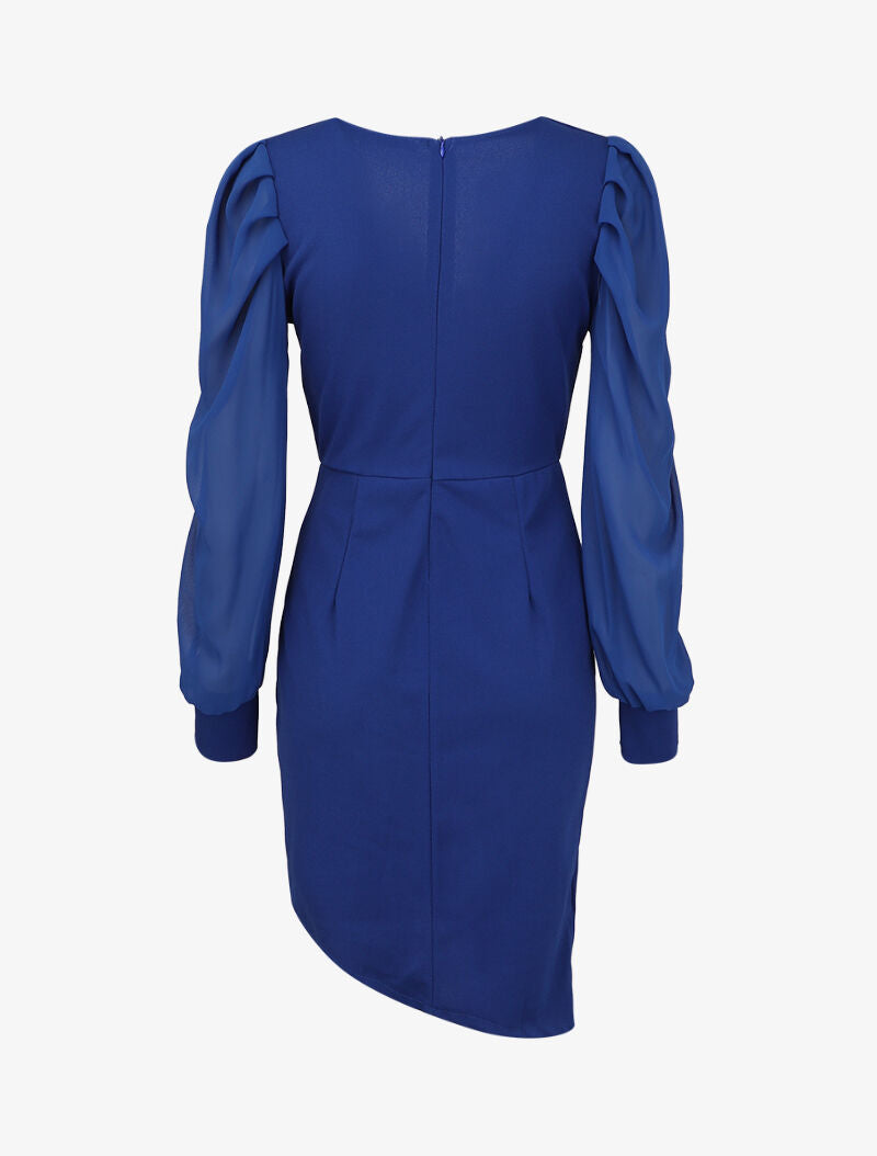 Robe portefeuille col cache-coeur - Bleu roi - 2