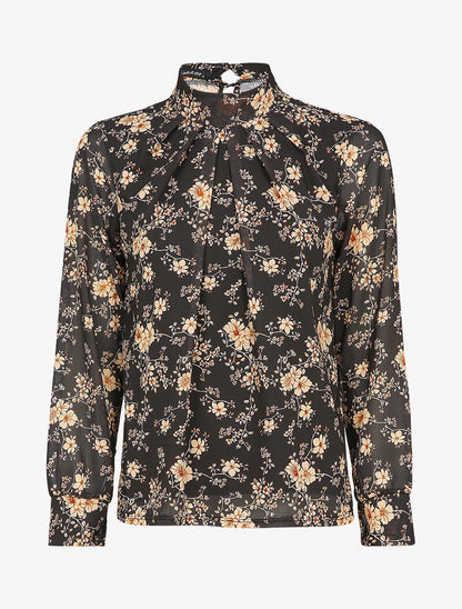 Blouse à imprimé fleuri - Noir - 1