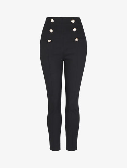 Pantalon empire à boutons décoratifs - Noir - 1