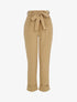 Pantalon taille haute coupe carotte à revers - Beige - 3