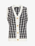 Gilet sans manches imprimé pied-de-coq - Blanc/noir - 1