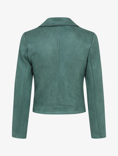 Veste unie courte en suédine - Bleu - 2