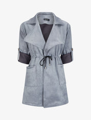 Veste en suédine à manches coudées ajustables - Gris foncé - 4