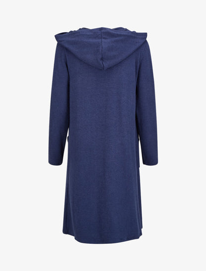 Gilet doux et long à capuche - Marine - 2