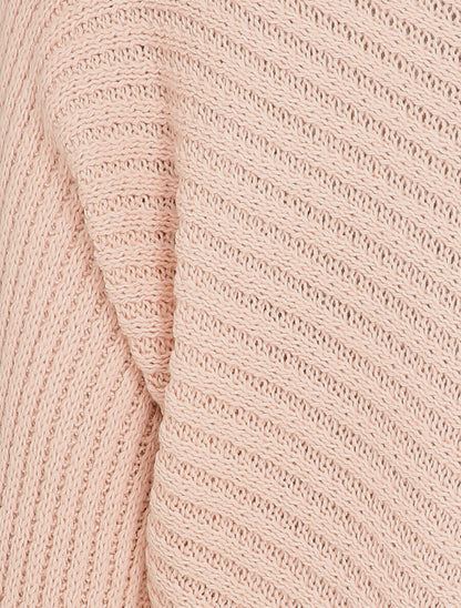 Pull col bateau en maille striée - Rose poudré - 3