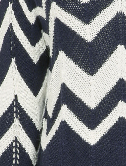 Pull en maille à motif zig zag - Marine - 3