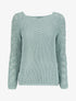 Pull en maille épaisse à manches effet tressé - Bleu gris - 1