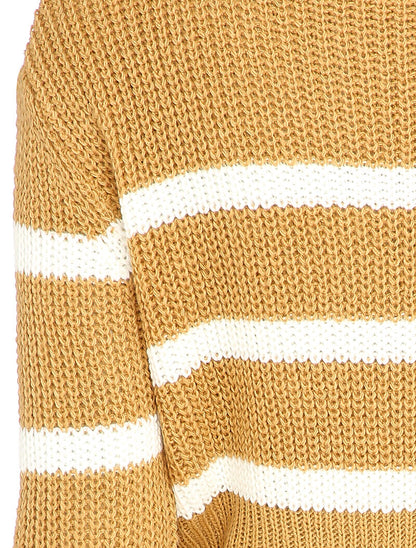 Pull à rayures contrastantes - Camel - 3