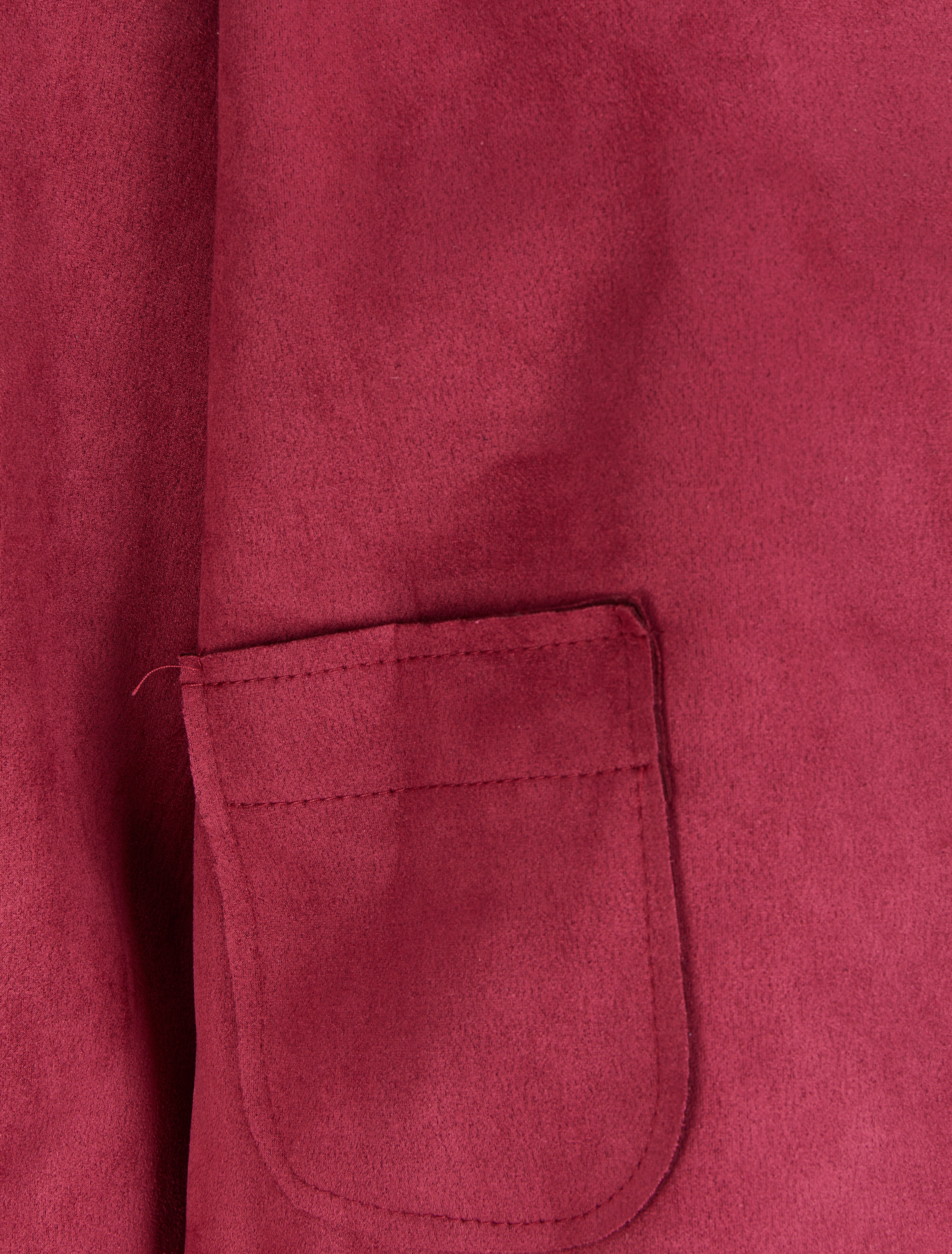 Veste courte et ouverte en suédine à poches plaquées - Rouge - 3