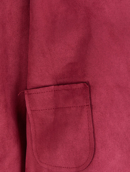 Veste courte et ouverte en suédine à poches plaquées - Rouge - 3