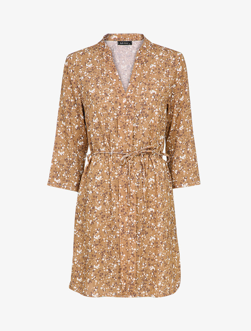Robe patineuse à imprimé moucheté - Camel - 4
