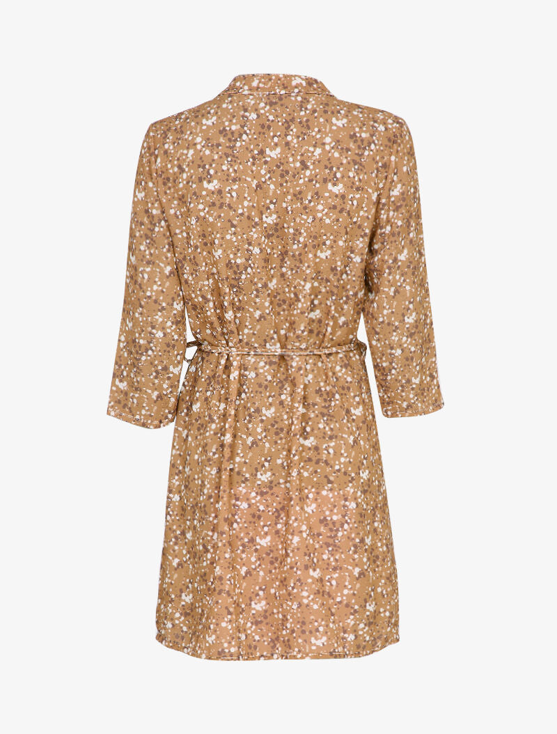 Robe patineuse à imprimé moucheté - Camel - 2