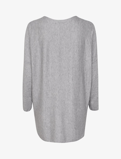 Pull fin loose à motif à inscriptions et motifs étoiles irisées - Gris chiné - 2