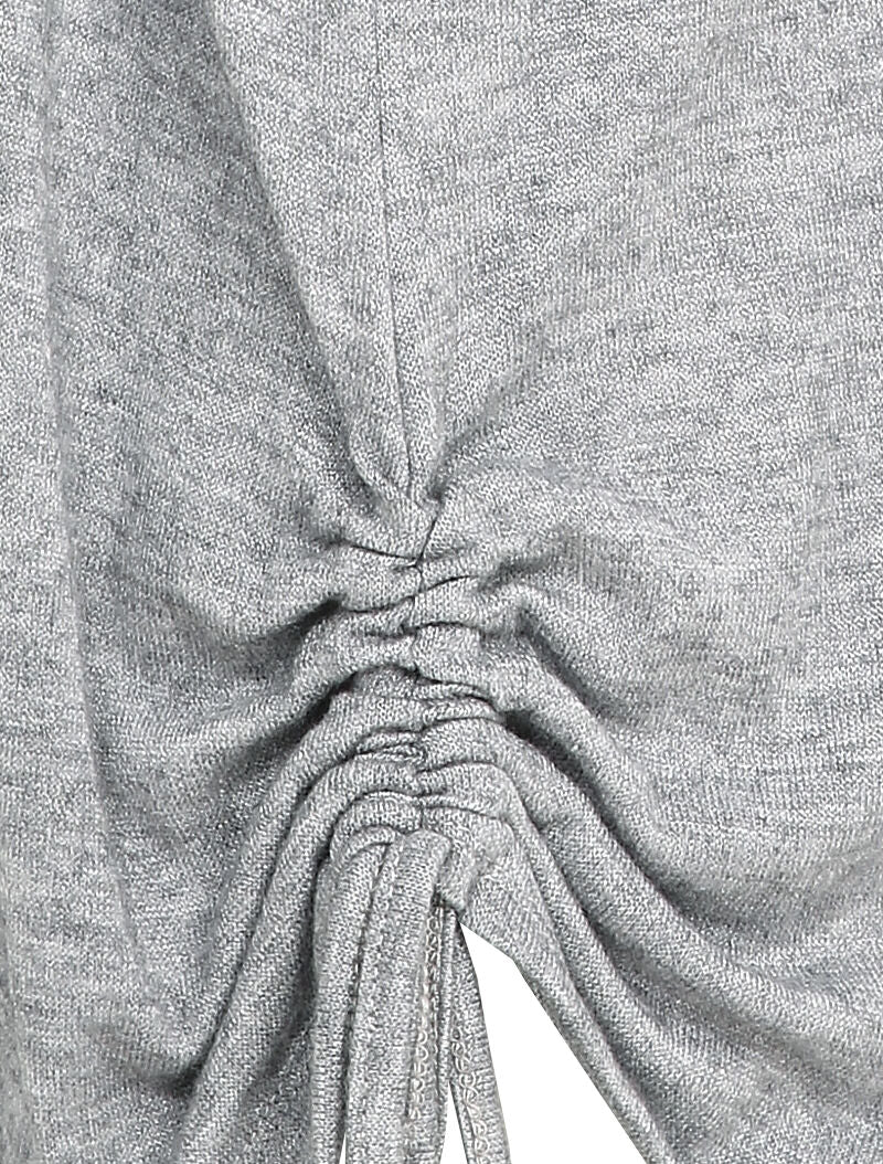 Tunique unie avec liens de serrage - Gris chiné - 3