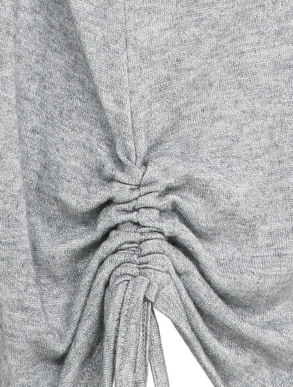 Tunique unie avec liens de serrage - Gris chiné - 3