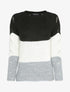 Pull long color block en maille - Noir - 1