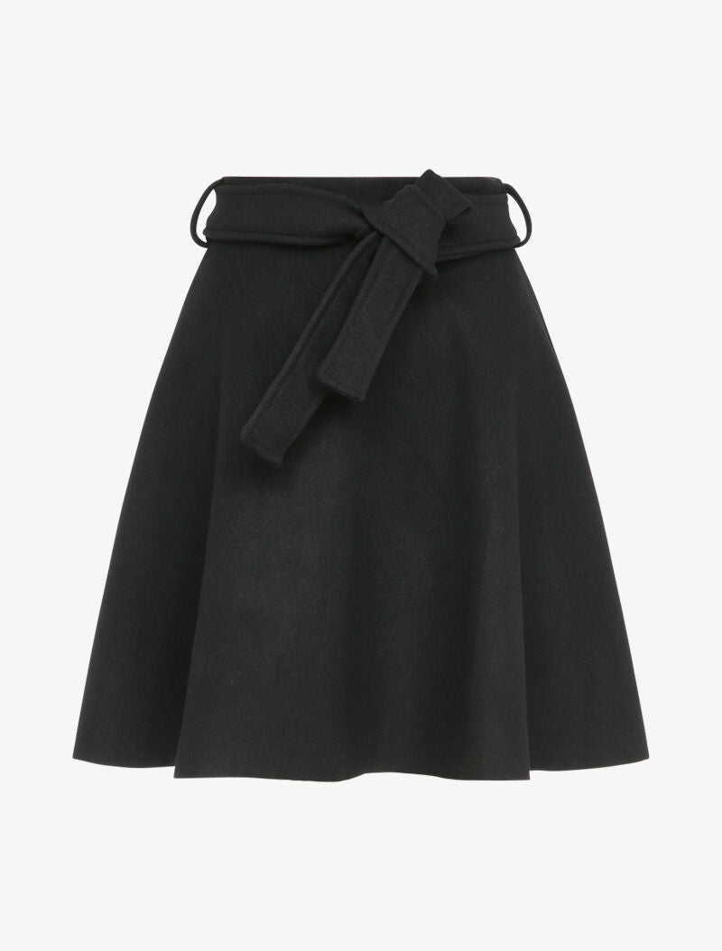Jupe patineuse taille haute unie - Noir - 1