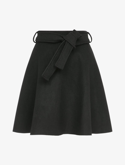 Jupe patineuse taille haute unie - Noir - 1