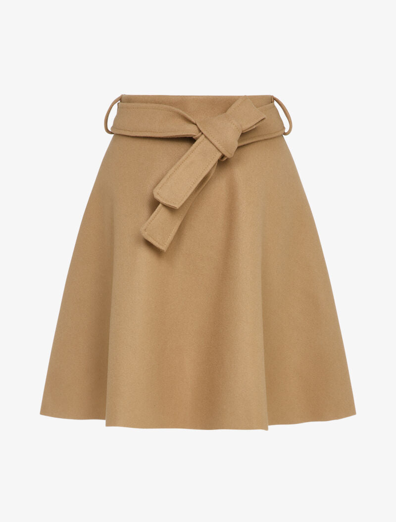 Jupe patineuse taille haute unie - Camel - 1