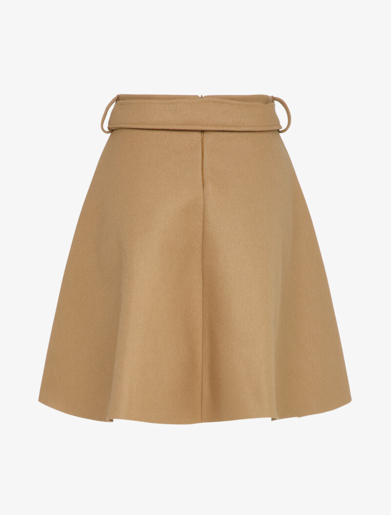 Jupe patineuse taille haute unie - Camel - 2