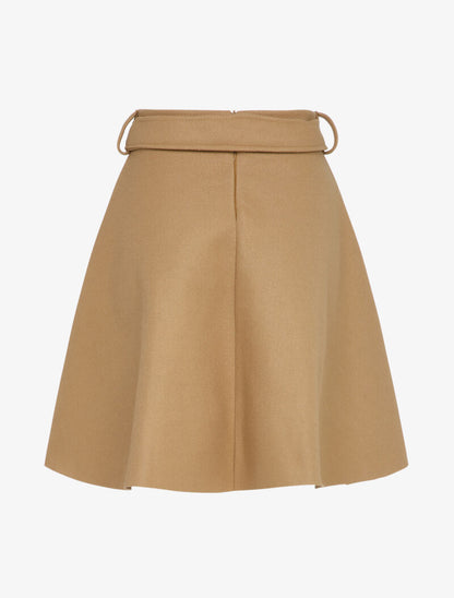 Jupe patineuse taille haute unie - Camel - 2