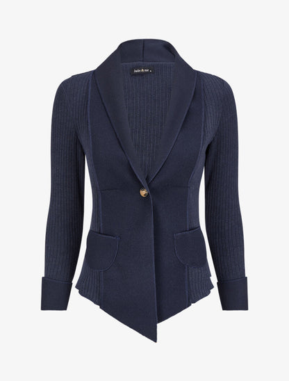 Gilet côtelé à pans asymétriques - Marine - 1