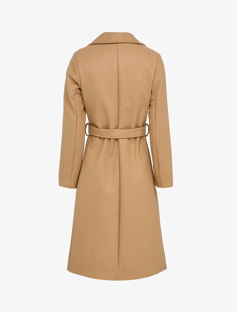 Manteau long ceinturé à col cranté - Camel - 2