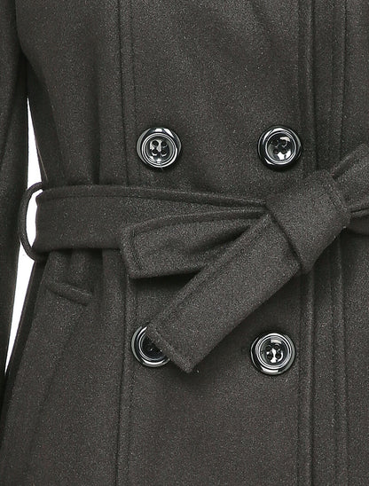 Manteau croisé et ceinturé - Noir - 3