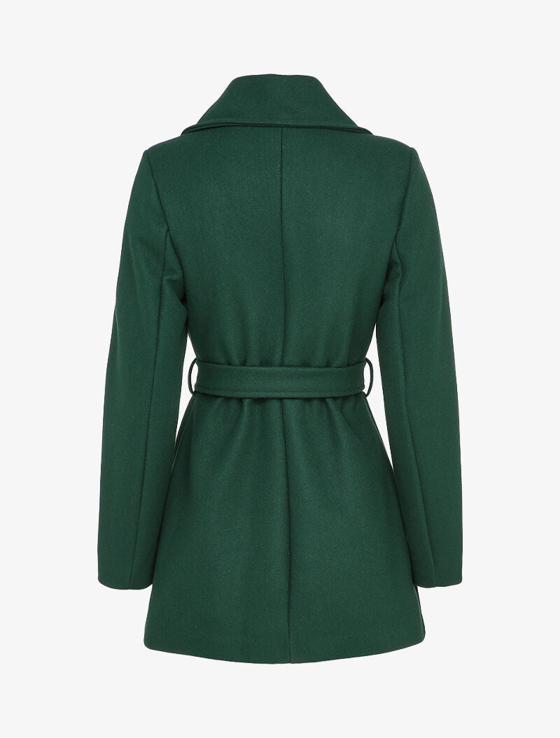 Manteau croisé et ceinturé - Vert sapin - 2
