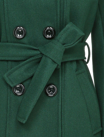 Manteau croisé et ceinturé - Vert sapin - 3