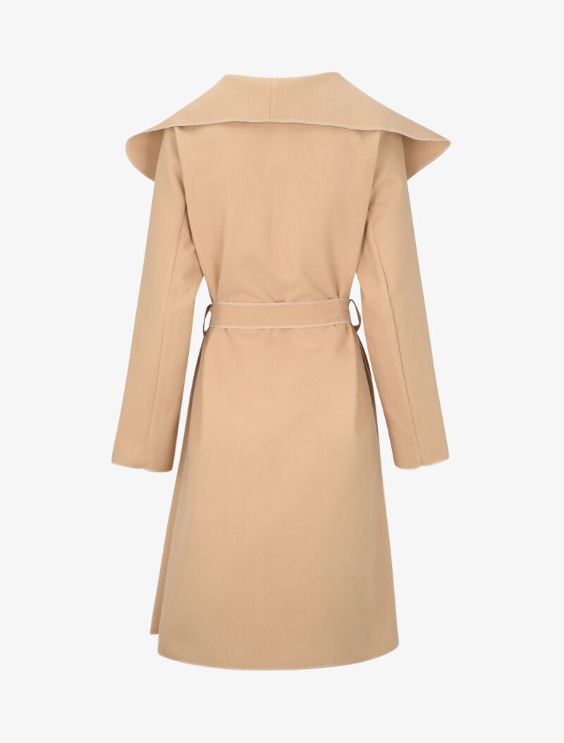 Manteau long uni à col châle - Beige - 2