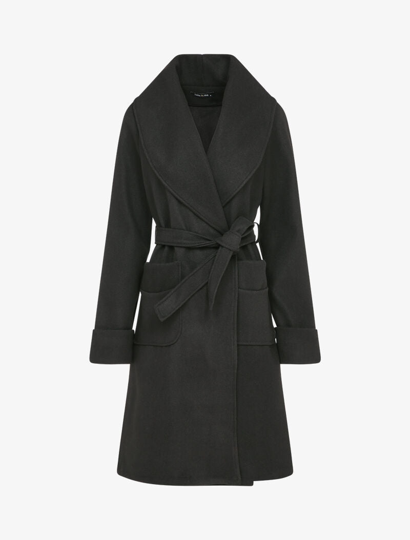 Manteau long oversize à col châle - Noir - 4
