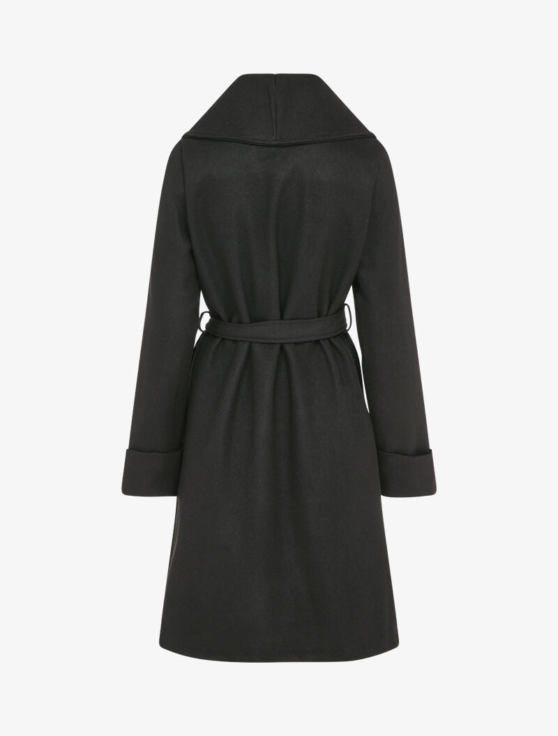 Manteau long oversize à col châle - Noir - 2