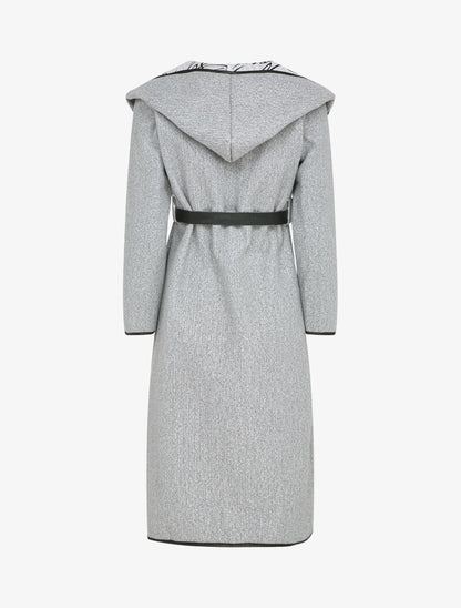 Manteau long à capuche et doublure à messages - Gris chiné - 2