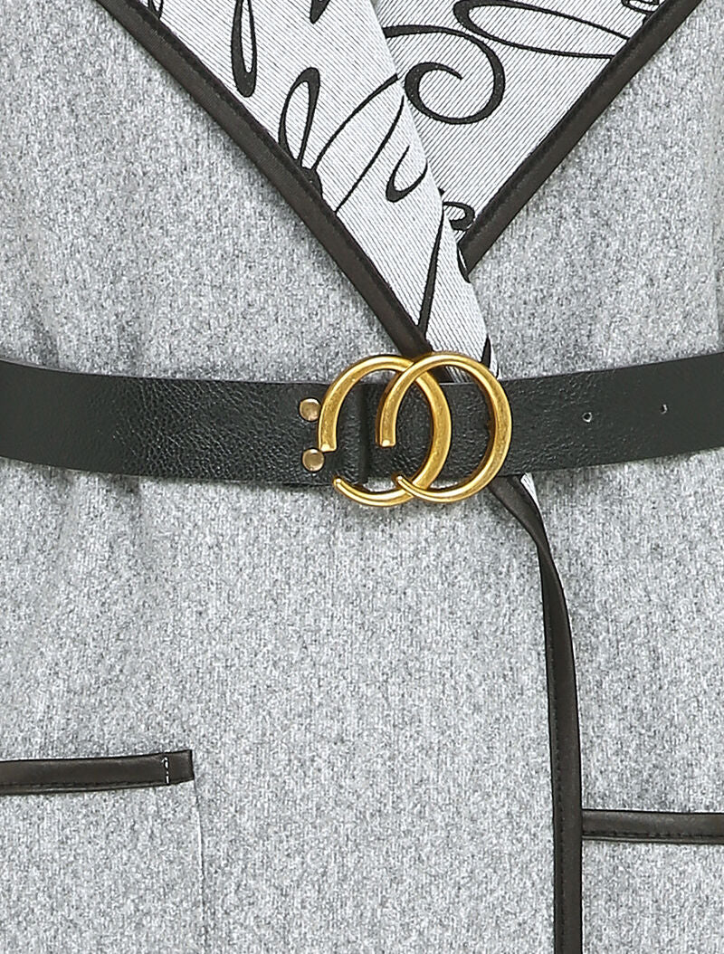 Manteau long à capuche et doublure à messages - Gris chiné - 3