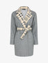 Manteau ouvert à col imprimé à carreaux - Gris chiné - 1