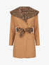 Manteau à col large imprimé zèbré - Camel - 1