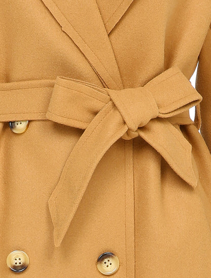 Manteau long ceinturé à double boutonnages - Camel - 3