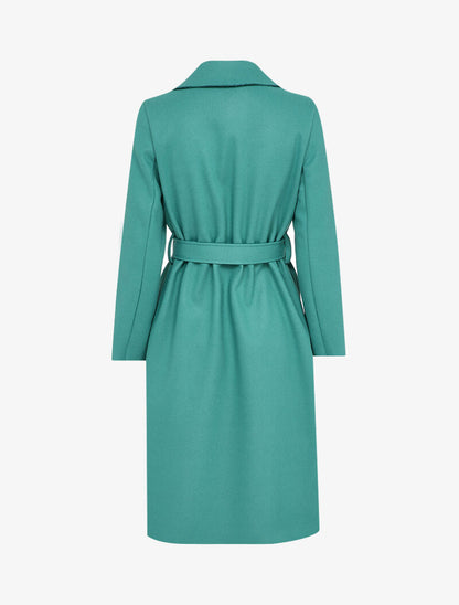 Manteau long ceinturé à double boutonnages - Vert d&