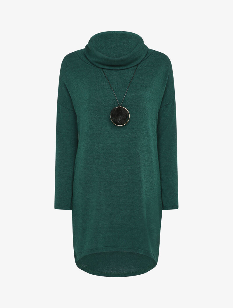 Robe pull à col roulé lâche - Vert sapin - 4