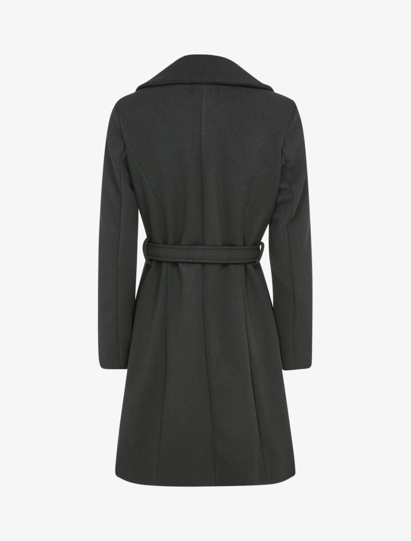 Manteau mi-long ceinturé - Noir - 2